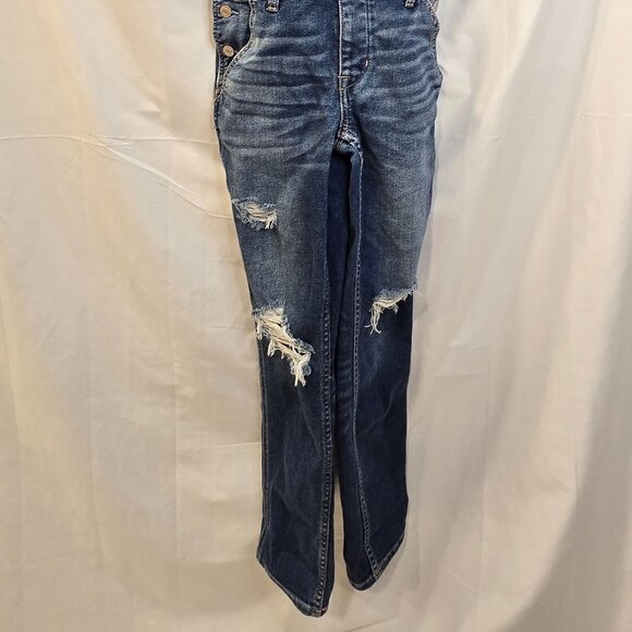 American Eagle Tomgirl Overalls Distressed Size XS Blue - Picture 3 of 10